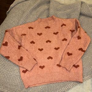 Pink Heart Pattern Sweater